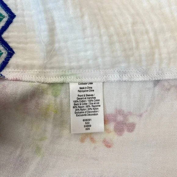 NWOT Coldwater Creek Floral Artful Embroidery Gauze Blouse Shirt Size 1X - Picture 13 of 16